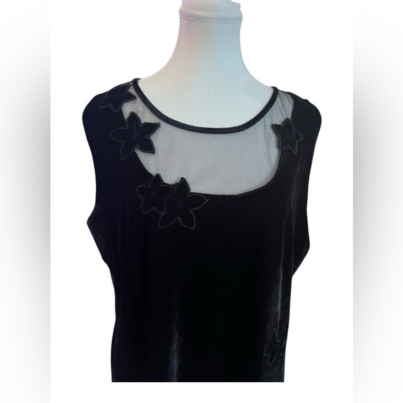 2000s Y2K Witchy Blouse Black Velvet Fairy Grunge Slinky 1X Whimsigoth Victorian - Picture 2 of 11